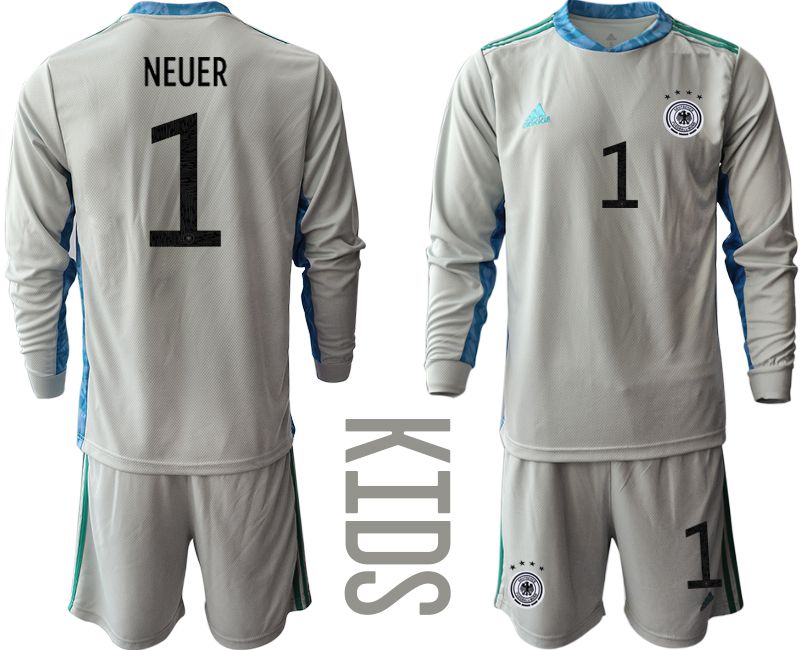 Youth 2021 World Cup National Germany gray long sleeve goalkeeper #1 Soccer Jerseys